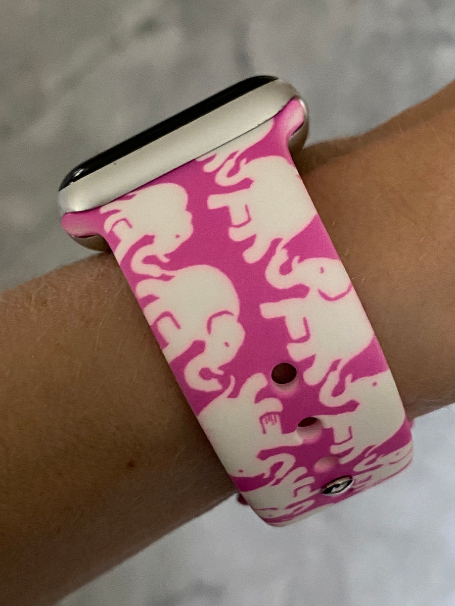 Elephants Indian Style Print, Apple Watch Band (38mm / 40mm / 41mm / 42mm /  49mm),Vegan Faux-Leather Watch Strap Wrist Bracelet.