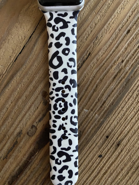 Black & White Leopard Print Silicone Band for Apple Watch