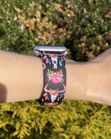 Black Bull Skull Silicone Band for Apple Watch