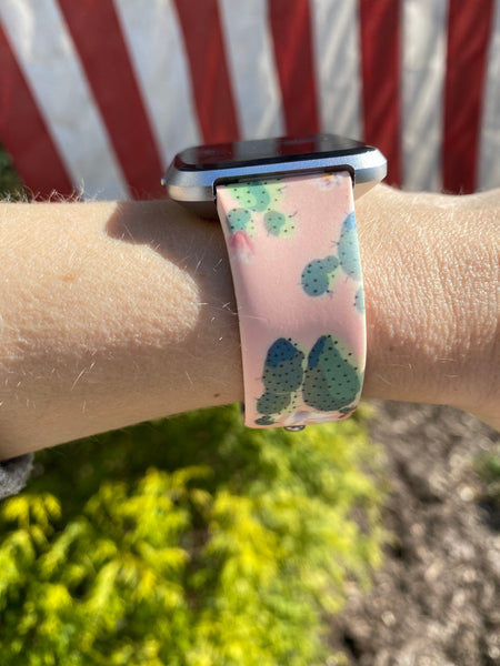 Pink Cactus Silicone Band for Fitbit Versa
