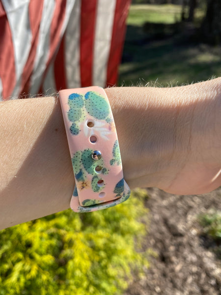 Pink Cactus Silicone Band for Fitbit Versa