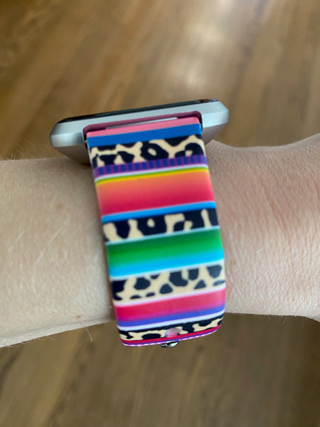 Serape Stripe with Cheetah Silicone Band for Fitbit Versa