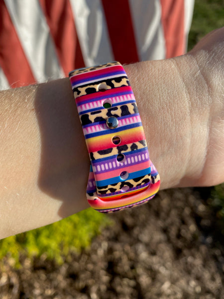 Serape Stripe with Cheetah Silicone Band for Fitbit Versa