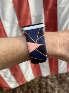 Navy Geometric Silicone Band for Apple Watch