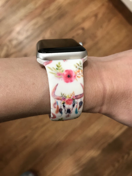 White Bull Skull Silicone Band for Apple Watch