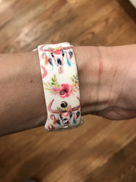 White Bull Skull Silicone Band for Apple Watch