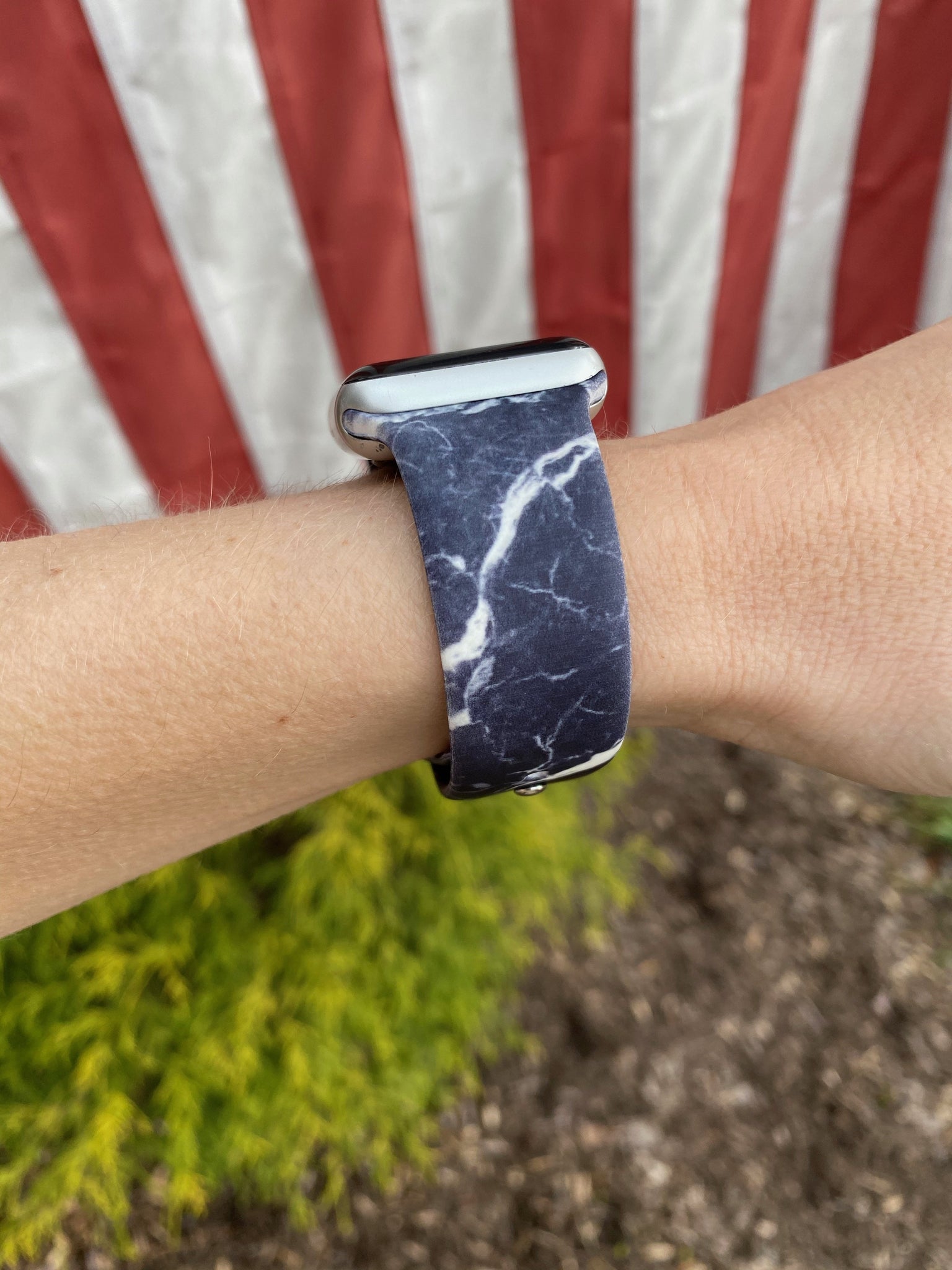 Black and White Marble Silicone Band for Apple Watch