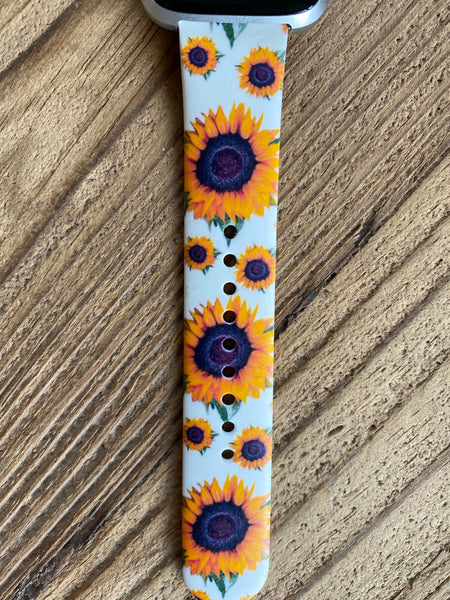 White Sunflowers Silicone Band for Fitbit Versa