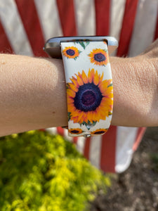 White Sunflowers Silicone Band for Fitbit Versa