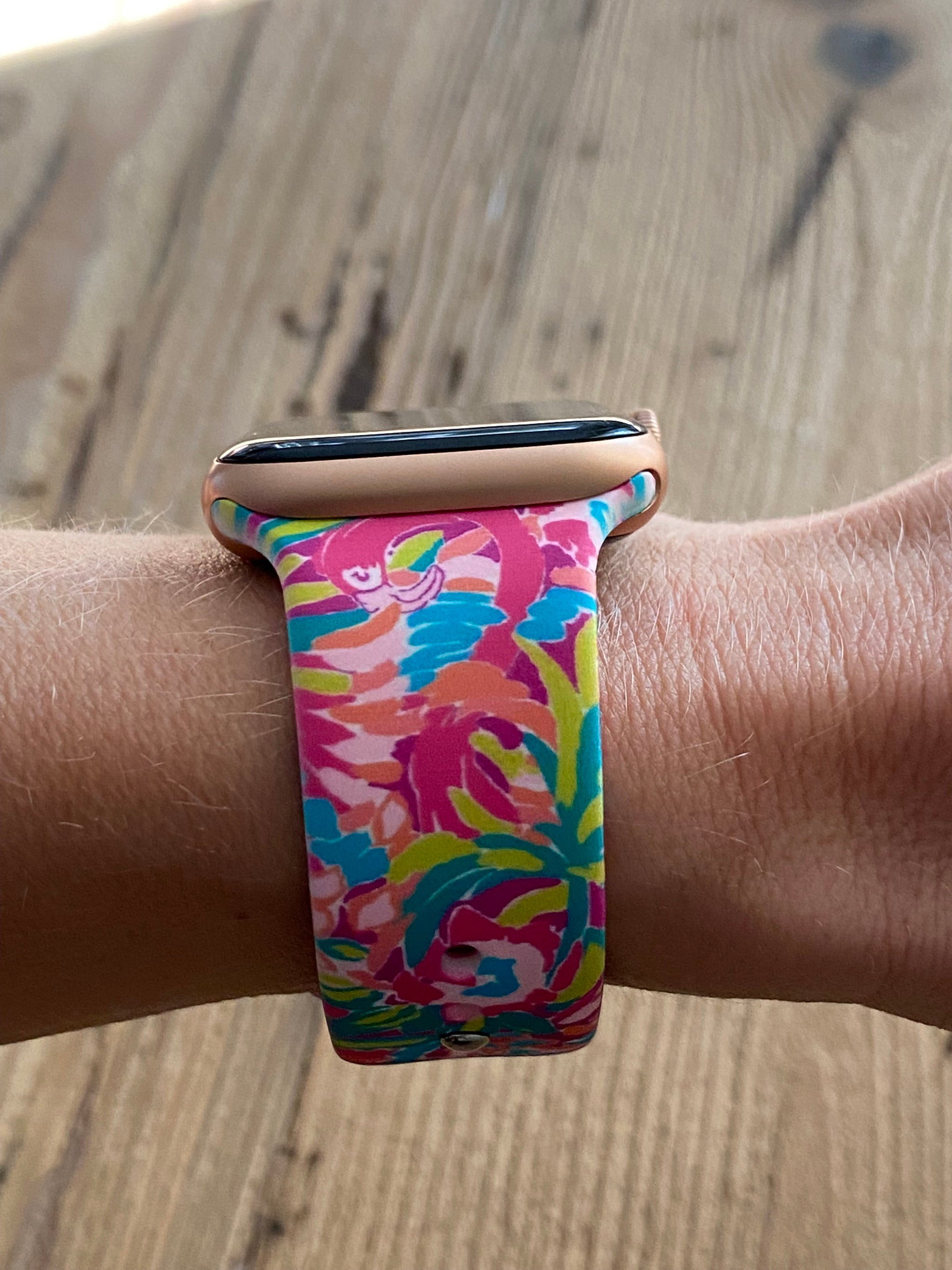 Pink Flamingo Lilly Silicone Band for Apple Watch 