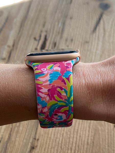 Pink Flamingo Lilly Silicone Band for Apple Watch