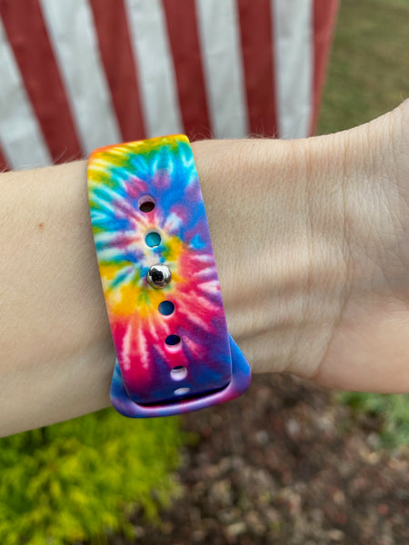 Blue Swirl Tie Dye Silicone Band for Fitbit Versa