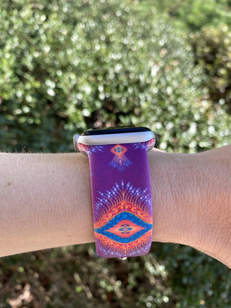 Purple Aztec Silicone Band for Apple Watch
