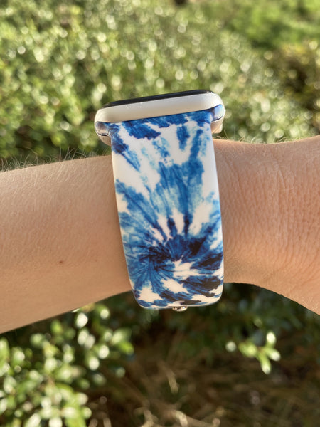 Blue & White Tie Dye Silicone Band for Apple Watch