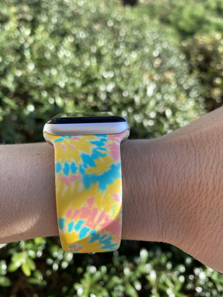 Yellow Tie Dye Tie Dye Silicone Band for Apple Watch