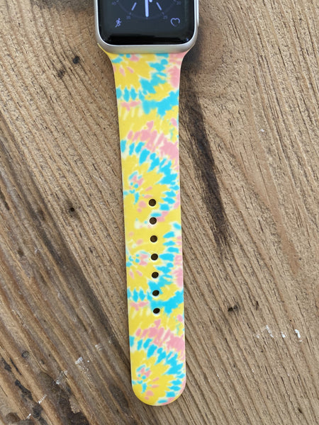 Yellow Tie Dye Tie Dye Silicone Band for Apple Watch