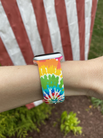 Traditional Rainbow Tie Dye Silicone Band for Apple Watch