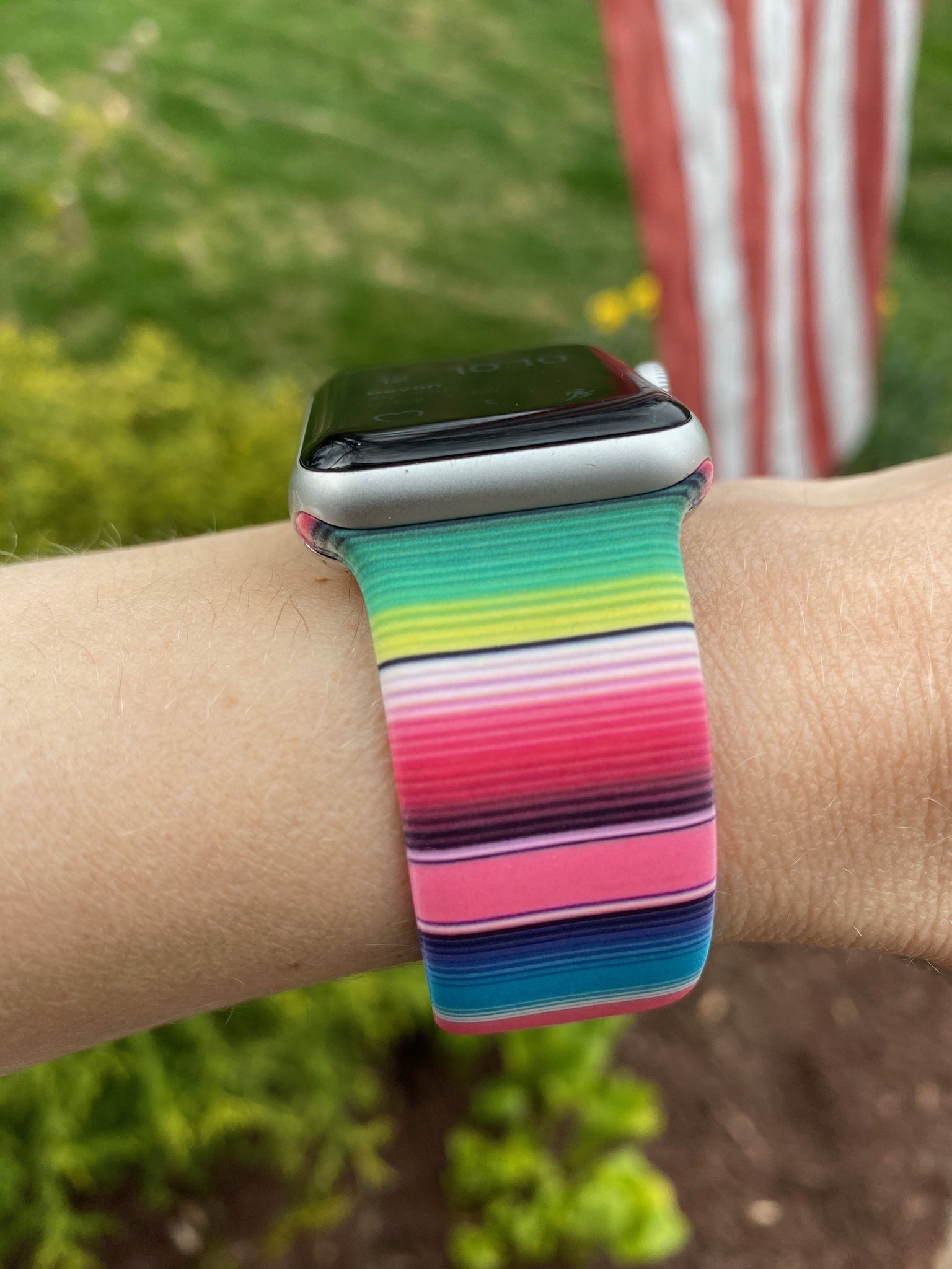 Pink Serape Stripe Silicone Band for Apple Watch