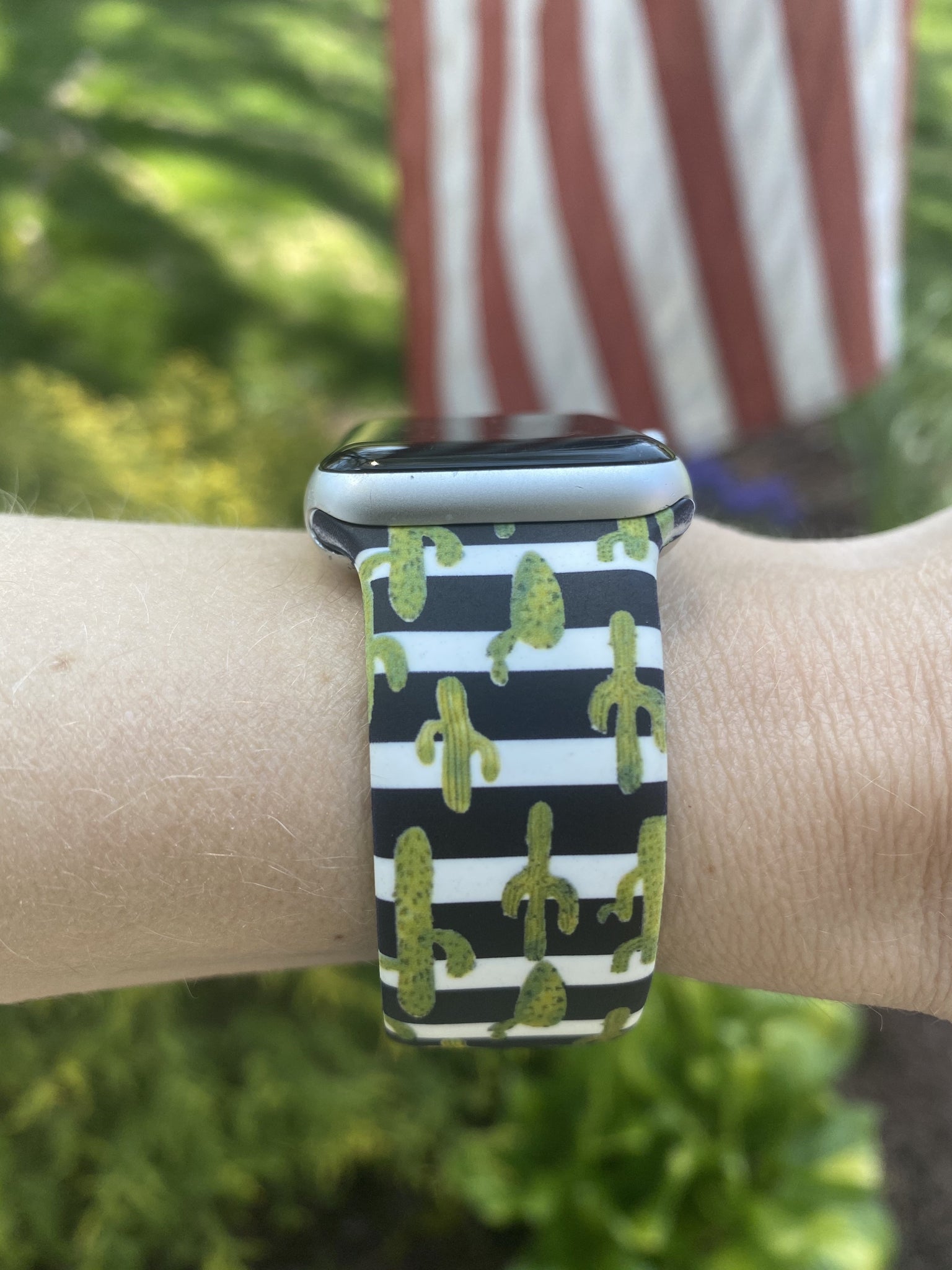Stripe Cactus Plants Silicone Band for Apple Watch