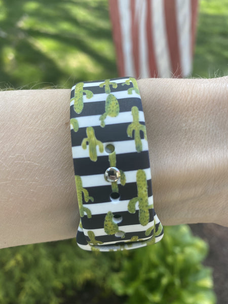 Stripe Cactus Plants Silicone Band for Apple Watch