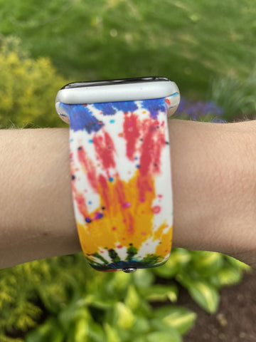 Primary Colors Tie Dye Silicone Band for Apple Watch