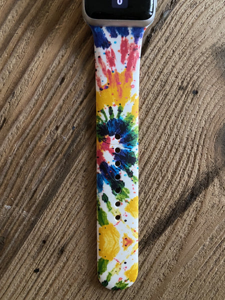 Primary Colors Tie Dye Silicone Band for Apple Watch
