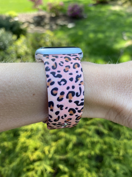 Pink Cheetah Print Silicone Band for Apple Watch