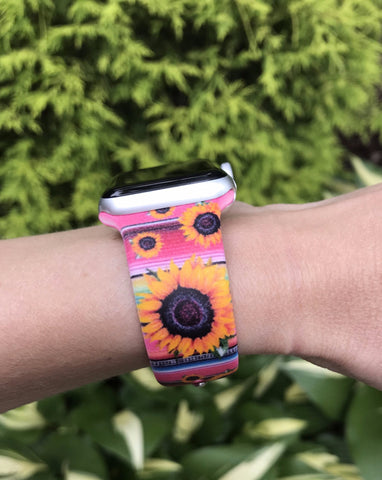 Serape Stripe Sunflower Silicone Band for Apple Watch