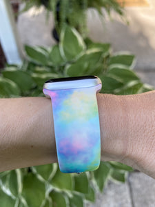 Summer Blue & Purple Cotton Candy Tie Dye Silicone Band for Apple Watch