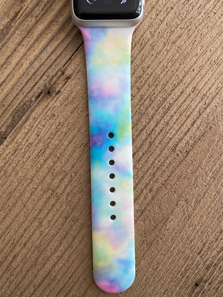 Summer Blue & Purple Cotton Candy Tie Dye Silicone Band for Apple Watch