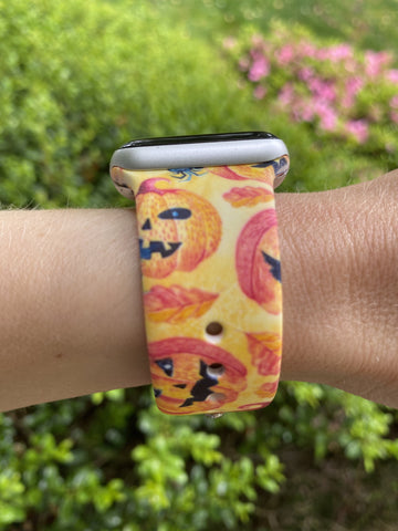 Jack O Lantern Pumpkin Silicone Band for Apple Watch