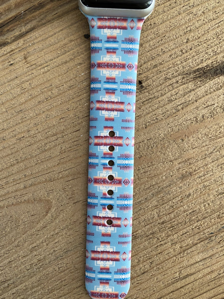 Blue Muted Serape Stripe Silicone Band for Apple Watch