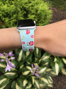 Aqua Flower Silicone Band for Apple Watch
