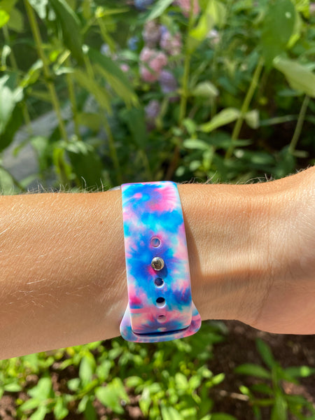 Pink and Blue Tie Dye Silicone Band for Fitbit Versa