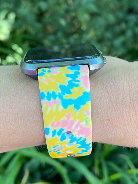 Yellow Tie Dye Silicone Band for Fitbit Versa