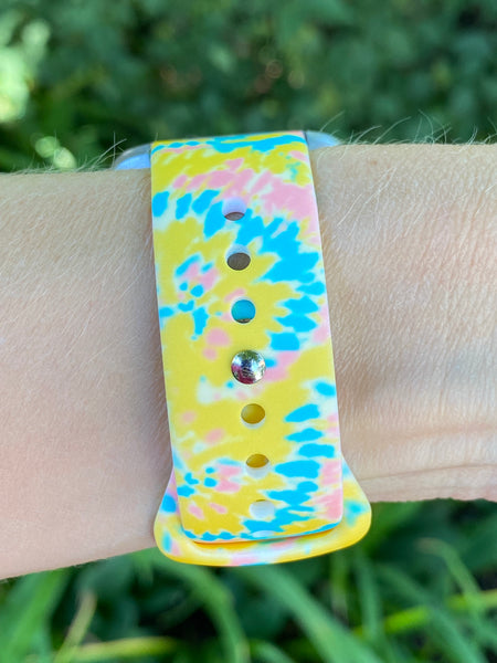 Yellow Tie Dye Silicone Band for Fitbit Versa