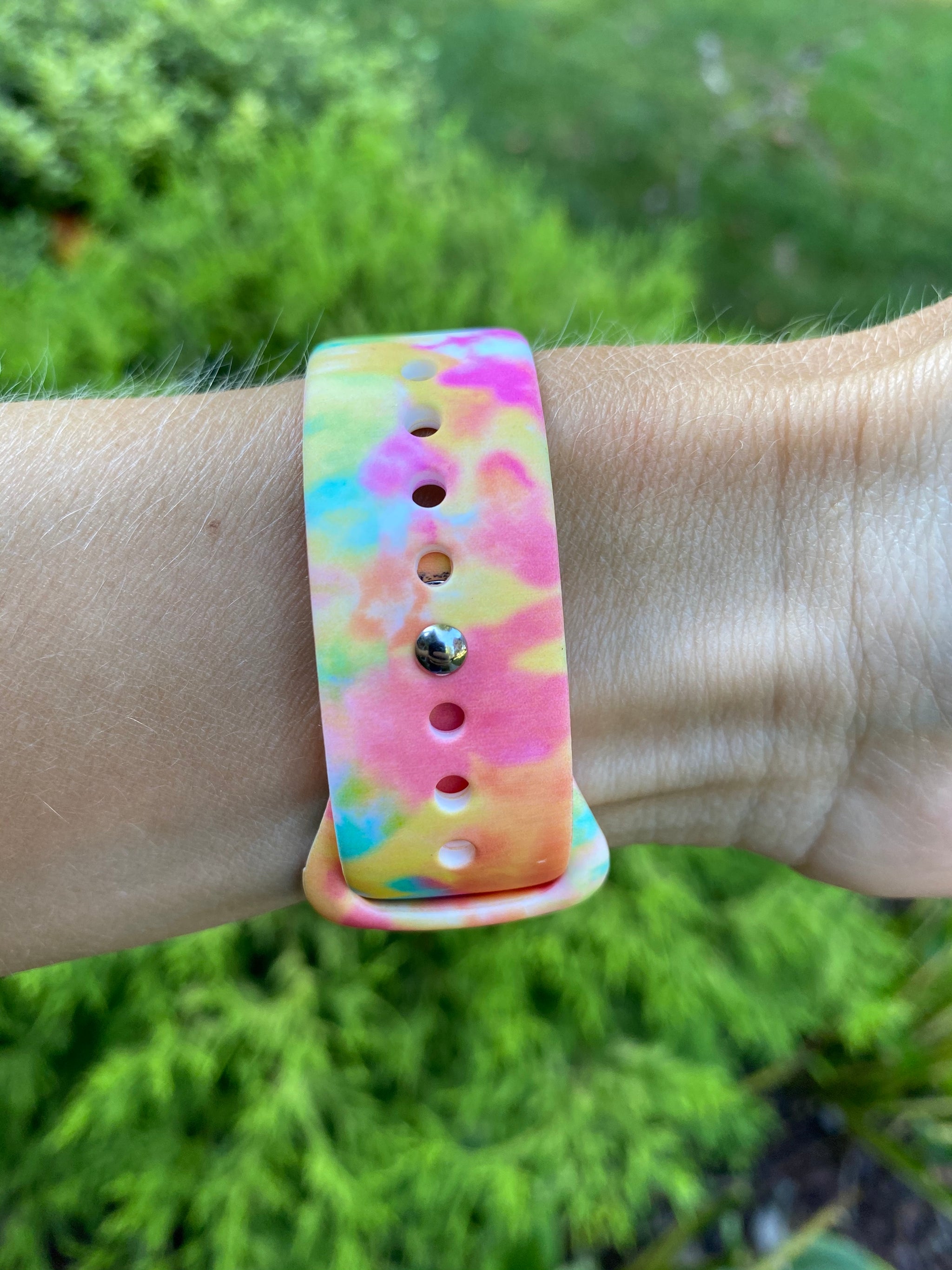 Neon Tie Dye Silicone Band for Fitbit Versa PinkIcingByCarolyn