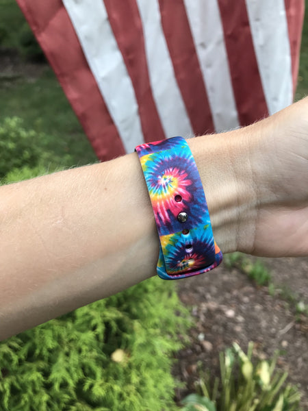 Small Blue Swirl Tie Dye Silicone Band for Apple Watch