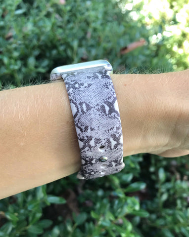 Gray Snake Skin Silicone Band for Apple Watch