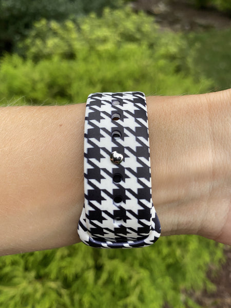 Black Houndstooth Silicone Band for Apple Watch