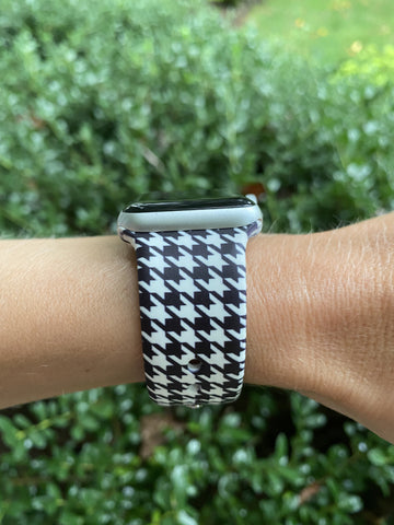 Small Black Houndstooth Silicone Band for Apple Watch