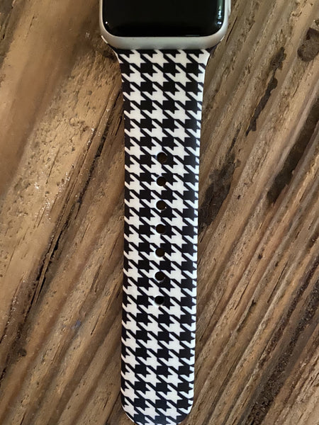 Small Black Houndstooth Silicone Band for Apple Watch