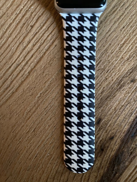 Black Houndstooth Silicone Band for Apple Watch