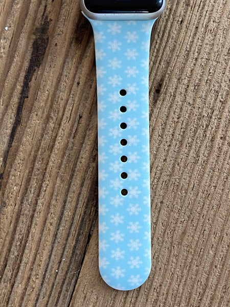 Light Blue Snowflake Silicone Band for Apple Watch