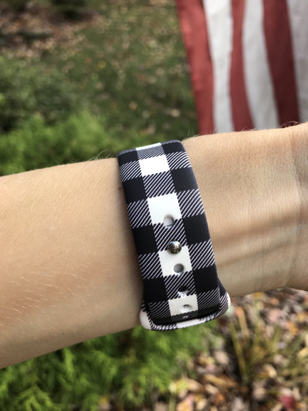 Black and White Buffalo Plaid Silicone Band for Apple Watch