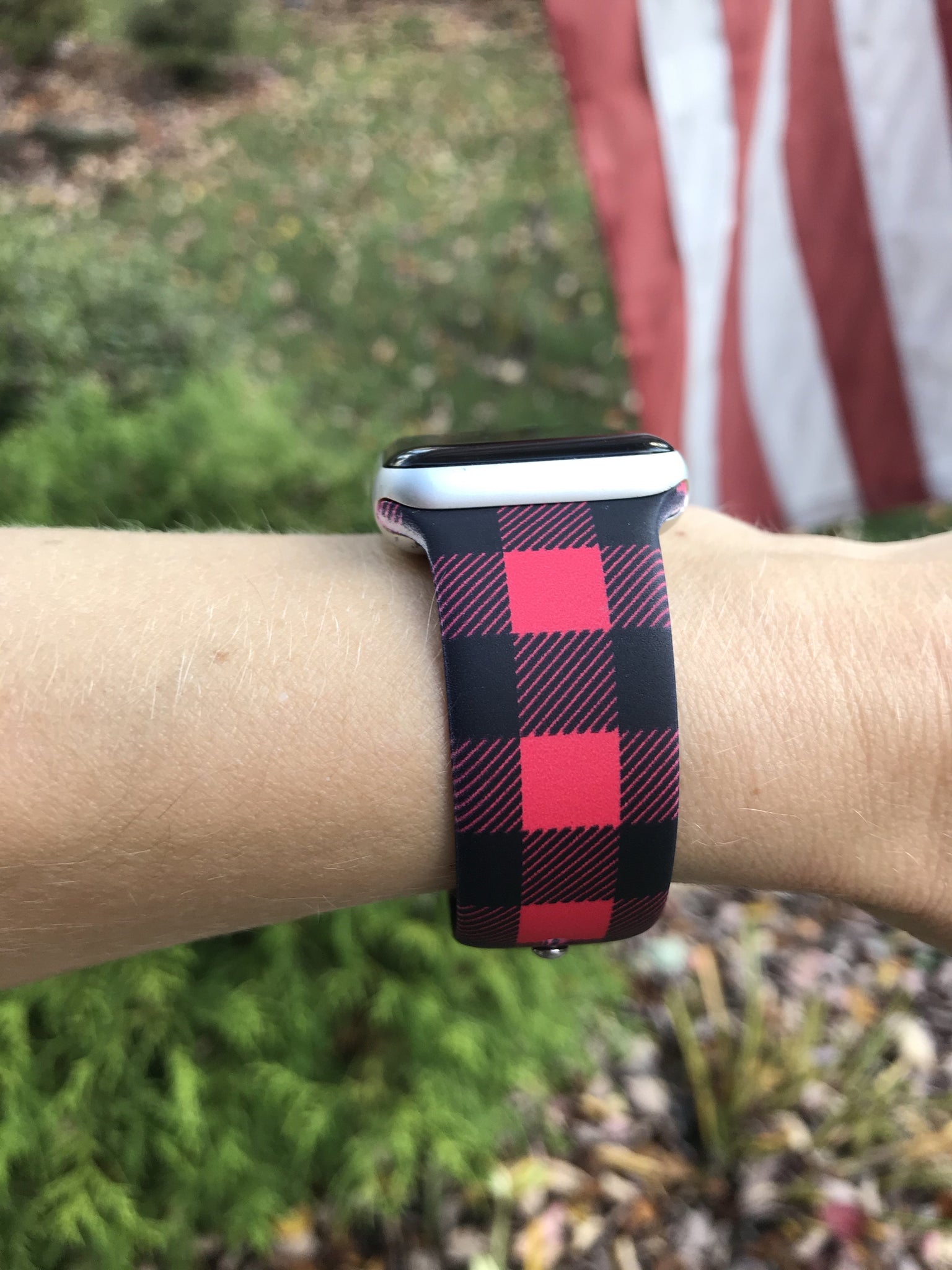 Red and Black Buffalo Plaid Silicone Band for Apple Watch