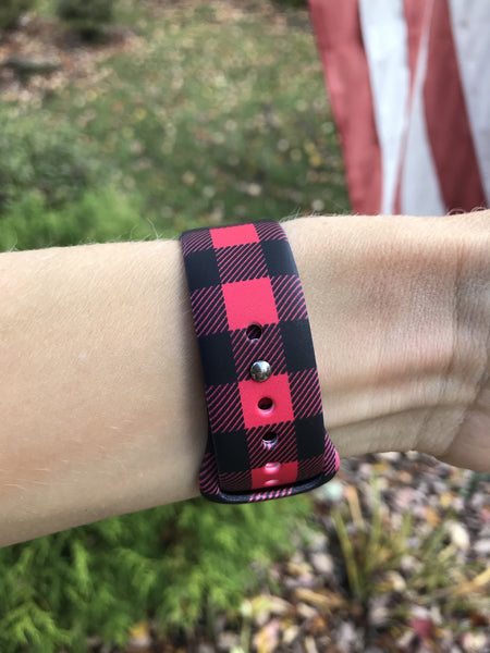 Red and Black Buffalo Plaid Silicone Band for Apple Watch