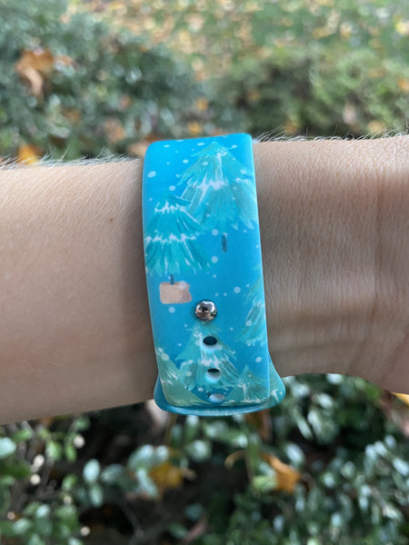 Whimsical Christmas Trees Silicone Band for Apple Watch