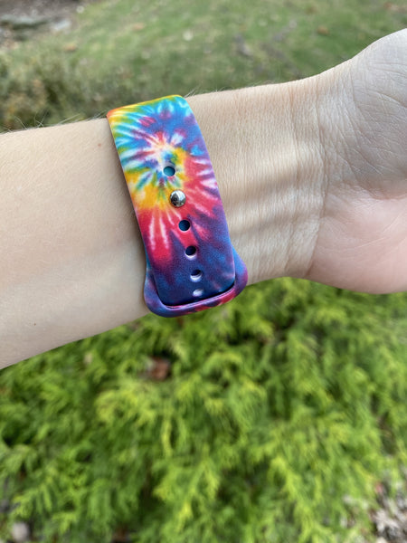 Tie Dye with Blue Swirl Silicone Band for Apple Watch