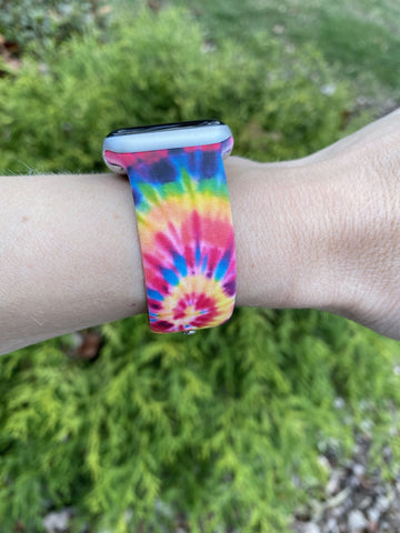 Tie Dye with Yellow Swirl Silicone Band for Apple Watch